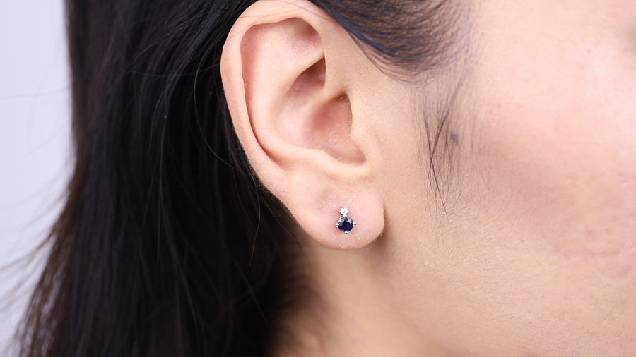 Ivy 10K White Gold Round-Cut Ceylon Blue Sapphire Earrings