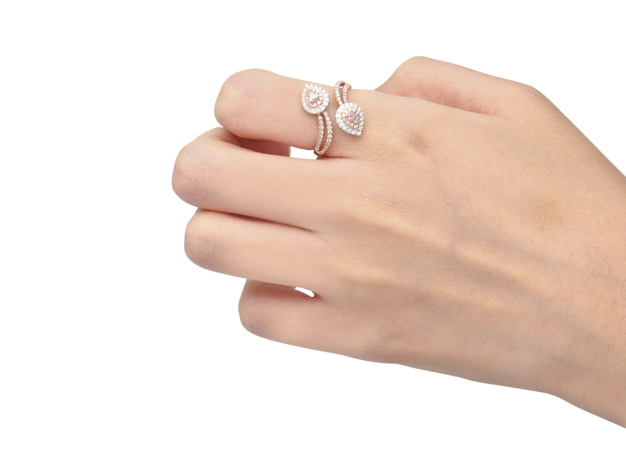 Sylvia 18K Triple Tone Gold Round-Cut Pink Diamond Ring