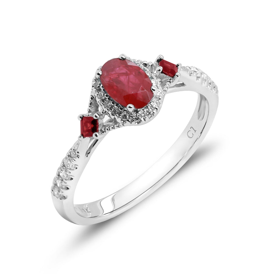 Adalynn 10K White Gold Oval-Cut Mozambique Ruby Ring