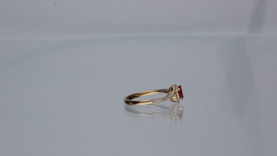 Mia 10K Yellow Gold Oval-Cut Ruby Ring