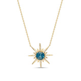 Stella 14K Yellow Gold Round-Cut Brazilian London Blue Topaz Necklace