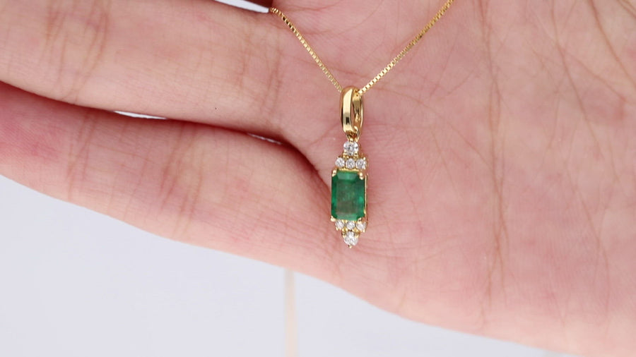 Amelie 10K Yellow Gold Emerald-Cut Emerald Pendant
