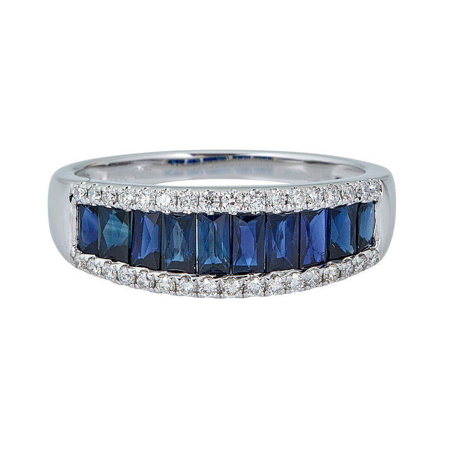 Lucy 10K White Gold Baguette-Cut Blue Sapphire Ring