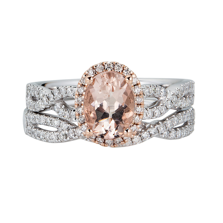 Avery 14K Two Tone Gold Oval-Cut Madagascar Morganite Ring