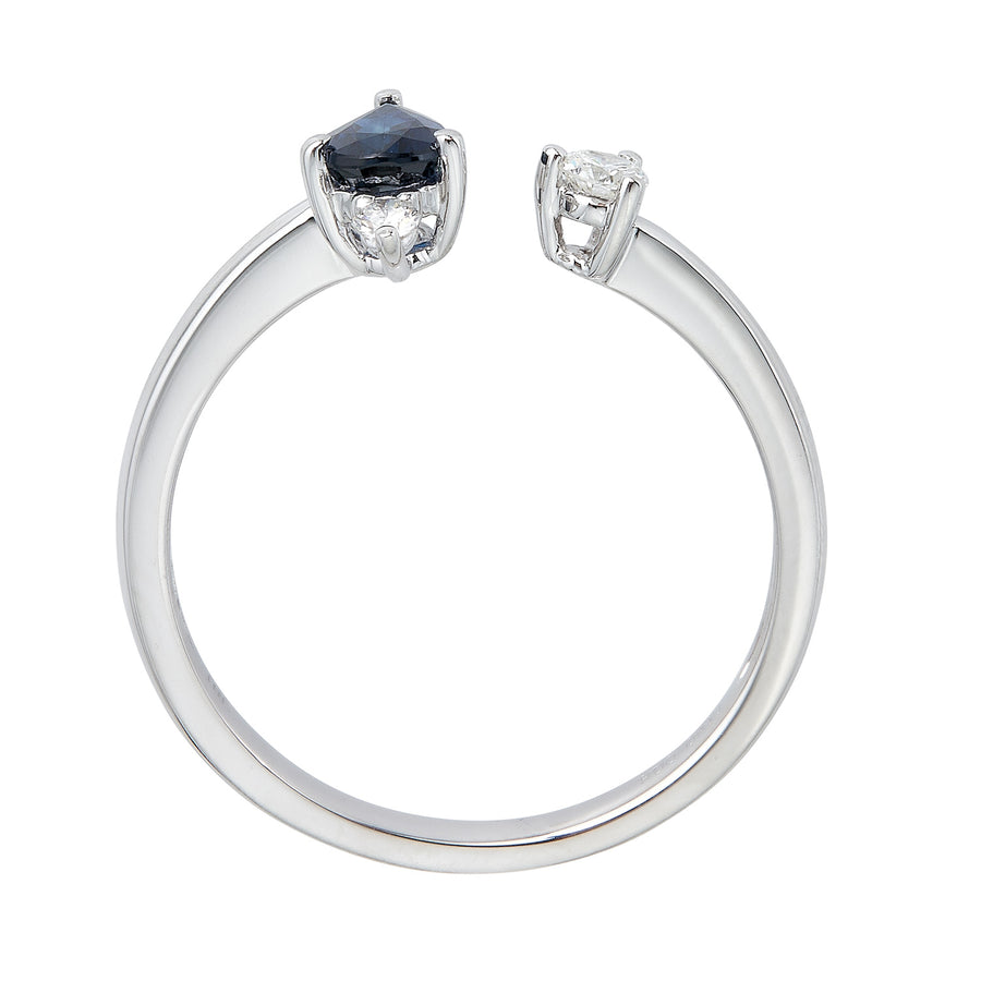Megan 10K White Gold Pear-Cut Blue Sapphire Ring