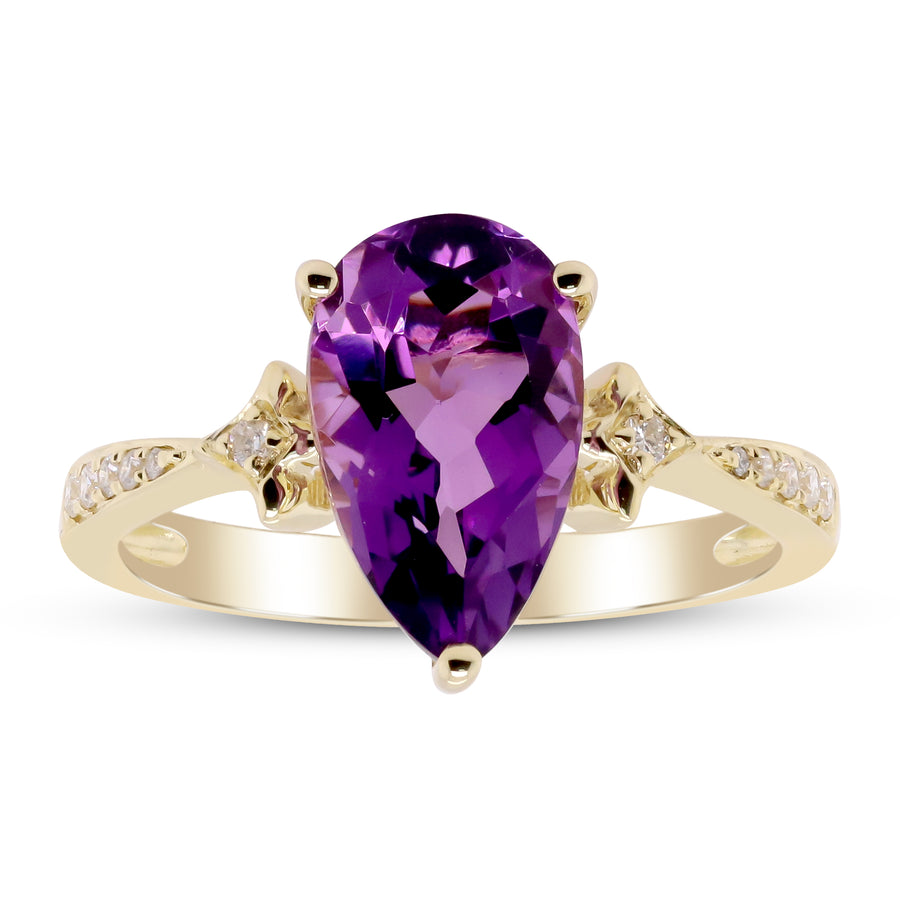 Emilia 14K Yellow Gold Pear-cut Brazilian Amethyst Ring