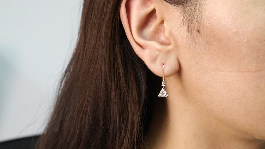 Jayleen 10K Rose Gold Trillion-Cut Morganite Earring