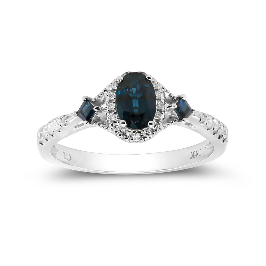 Kate 10K White Gold Oval-Cut Blue Sapphire Ring