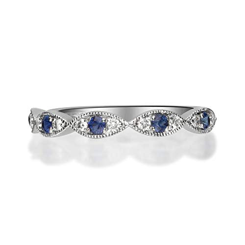 Adelyn 14K White Gold Round-Cut Blue Sapphire Ring