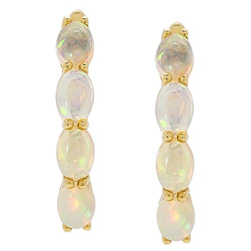 Royalty 10K Yellow Gold Oval-Cut Natural African Opal Earring