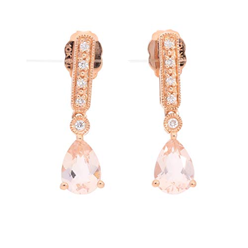 Lila 10K Rose Gold Pear-Cut Madagascar Morganite Earring