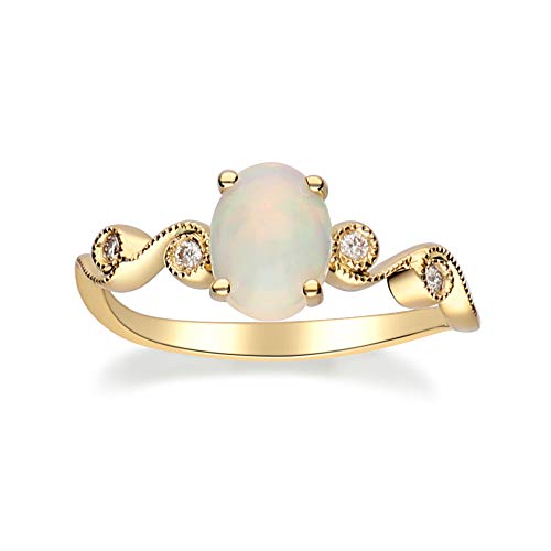 Rosa 14K Yellow Gold Oval-Cut Natural African Opal Ring