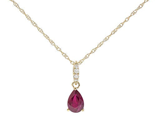 Edith 10K Yellow Gold Pear-Cut Mozambique Ruby Pendant