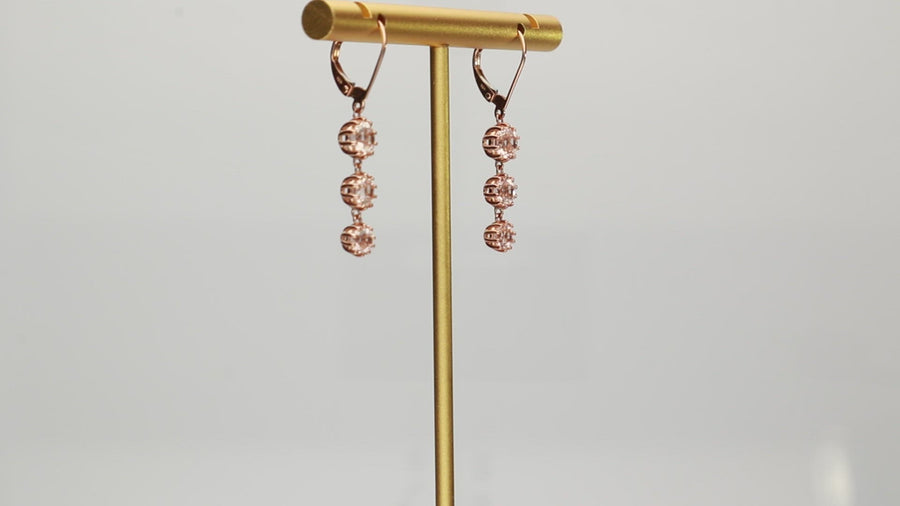Julieta 10K Rose Gold Round-Cut Morganite Earring