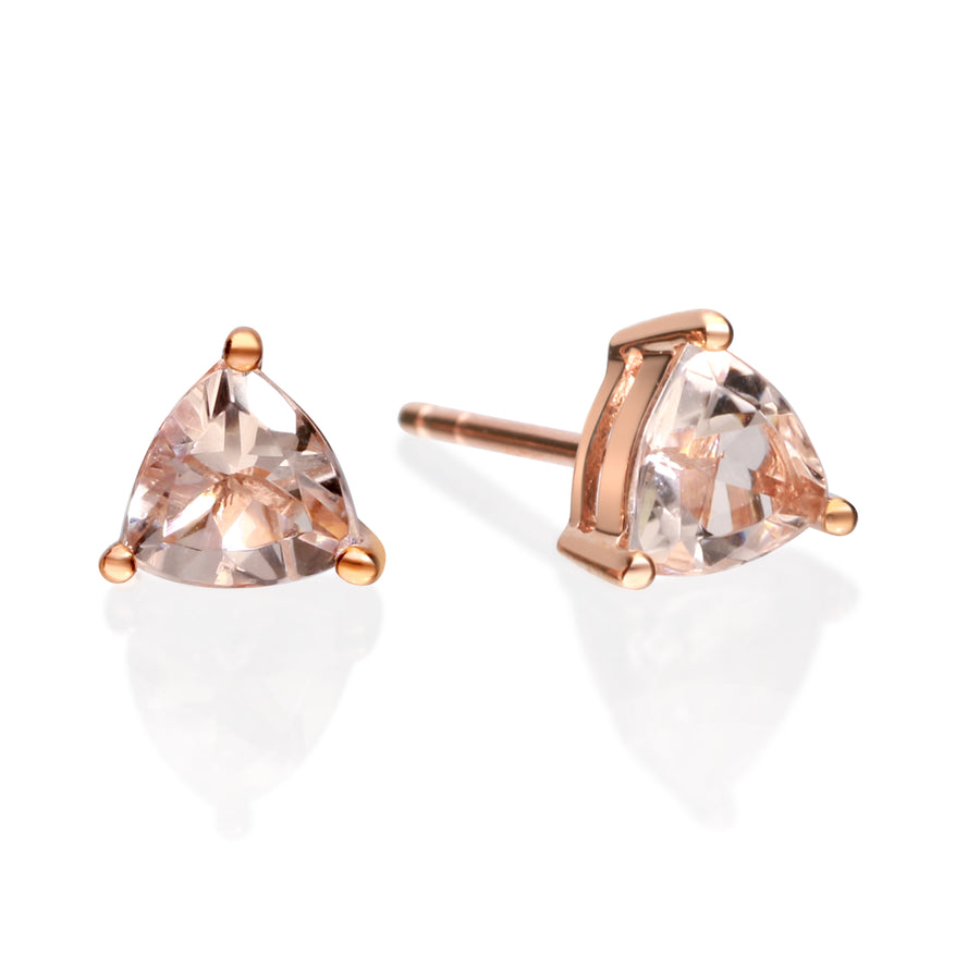 Dallas 14K Rose Gold Trillion -Cut Morganite Earring