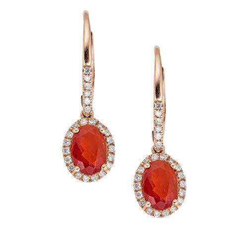 Kara 10K Rose Gold Oval-Cut Mexican Fire Opal Earring