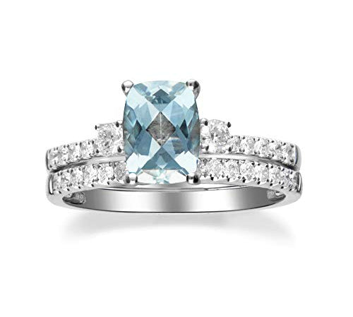 Gia 14K White Gold Cushion-Cut Brazilian Aquamarine Ring