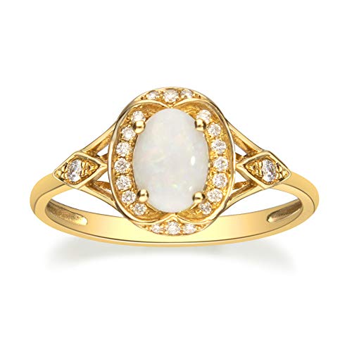 India 10K Yellow Gold Oval-Cut Opal Ring