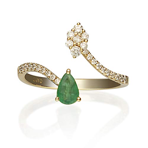 Melanie 14K Yellow Gold Pear-Cut Emerald Ring