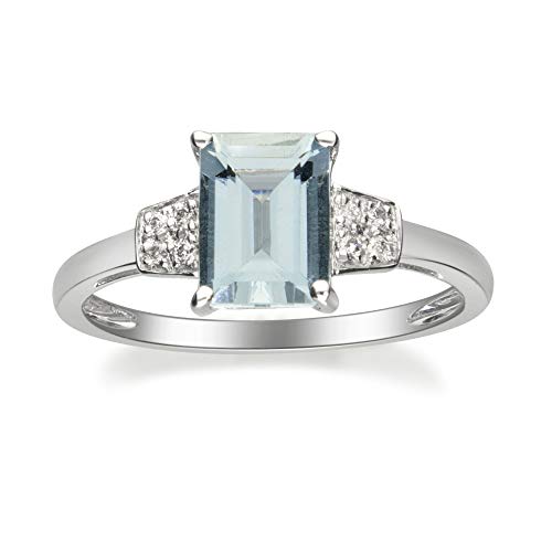 Alexa 10K White Gold Emerald-Cut Aquamarine Ring