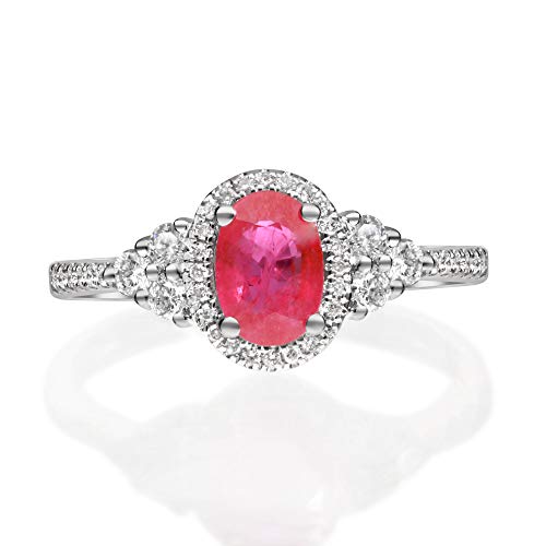 Amara 14K White Gold Oval-Cut Mozambique Ruby Ring