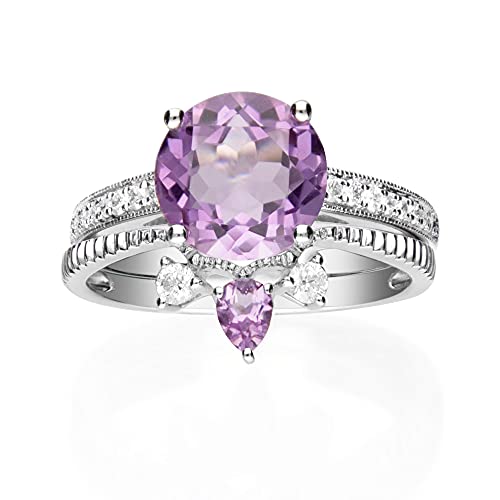 Dixie 14K White Gold Round-Cut Pink Amethyst Ring