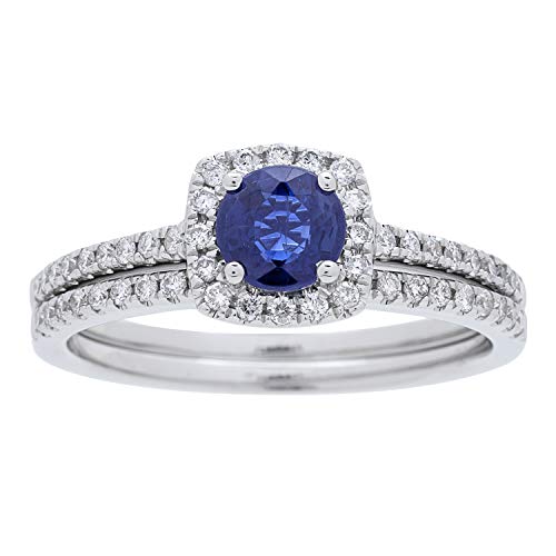 Aileen 14K White Gold Round-Cut Ceylon Blue Sapphire Ring