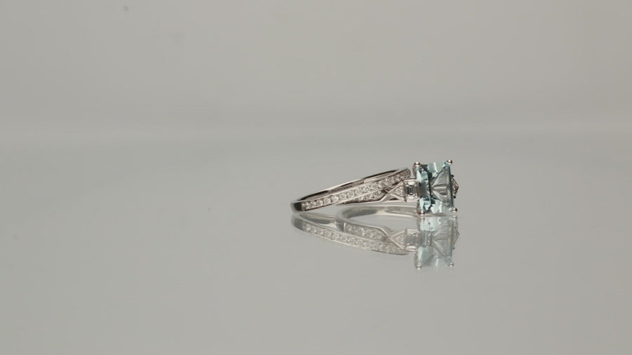 Gwen 14K White Gold Emerald-Cut Brazilian Aquamarine Ring