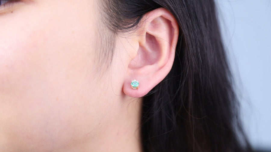 Emilee 10K Yellow Gold Oval-Cut Emerald Earring