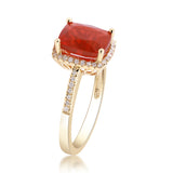 Maliyah 14K Yellow Gold Cushion-Cut Mexican Fire Opal Ring