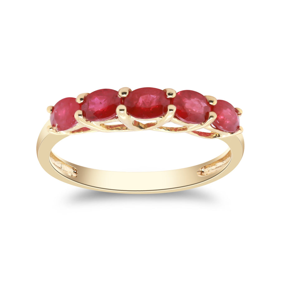 Faye 10K Yellow Gold Oval-Cut Mozambique Ruby Ring