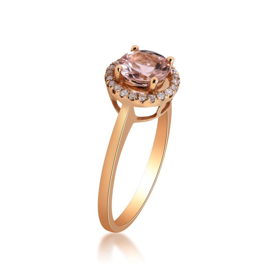 Alina 10K Rose Gold Round-Cut Morganite Ring
