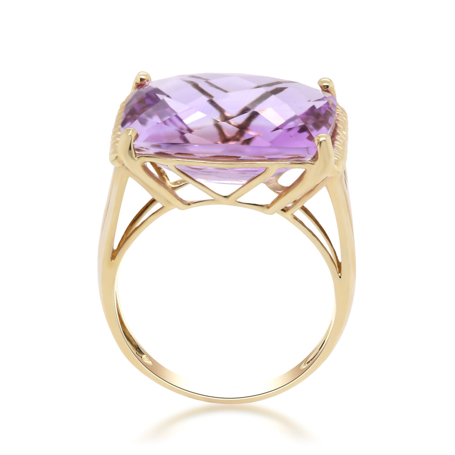 Angelique 10K Yellow Gold Cushion-Cut Pink Amethyst Ring