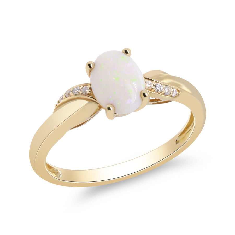 Wrigley 10K Yellow Gold Oval-Cut Natural African Opal Ring