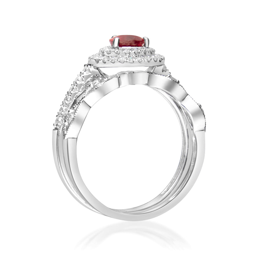 Kaitlyn 14K White Gold Pear-Cut Ruby Ring