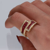 Aisha 10K Yellow Gold Square-Cut Mozambique Ruby Ring