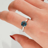 Aliyah 10K White Gold Round-Cut Brazilian London Blue Topaz Ring