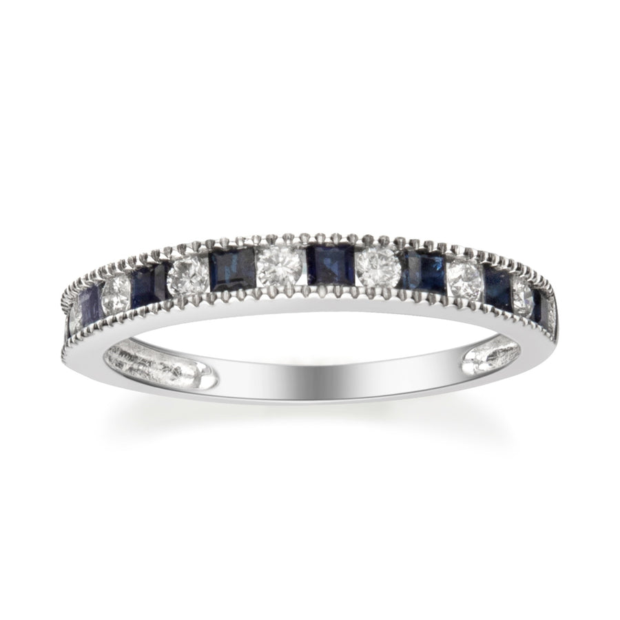 Julia 14K White Gold Square-Cut Blue Sapphire Ring