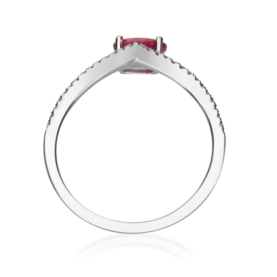 Alisson 10K White Gold Oval-Cut Mozambique Ruby Ring