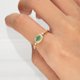 Captivating Beauty: Alina 14K Yellow Gold Ring with Oval-Cut Natural Zambian Emerald