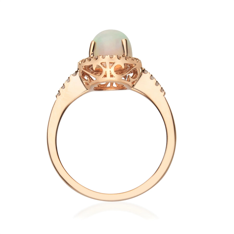 Rylee 14K Rose Gold Round-Cut Ethiopian Opal Ring