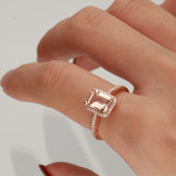 Sadie 14K Rose Gold Emerald-cut Madagascar Morganite Ring