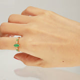Radiant Beauty: Remi 14K Yellow Gold Marquise Cut Natural Zambian Emerald Ring