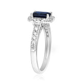 Ainhoa 14K White Gold Emerald-Cut Ceylon Blue Sapphire Ring