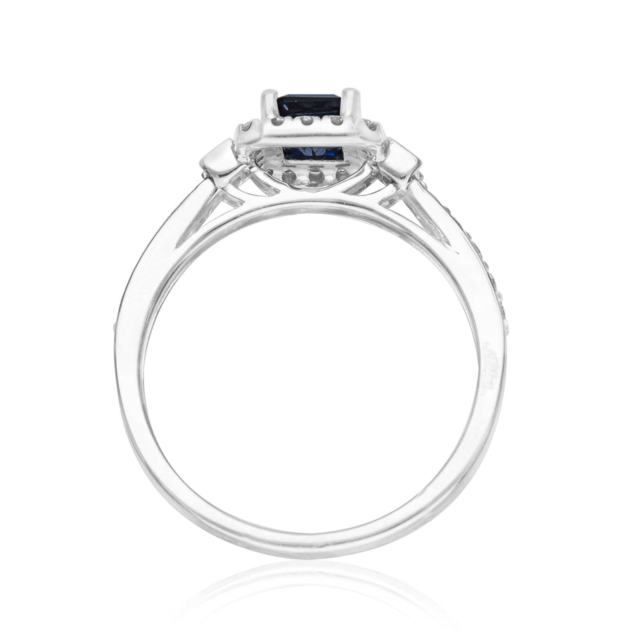 Ainhoa 14K White Gold Emerald-Cut Blue Sapphire Ring