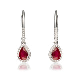 Heel 10K White Gold Pear-Cut Mozambique Ruby Earring