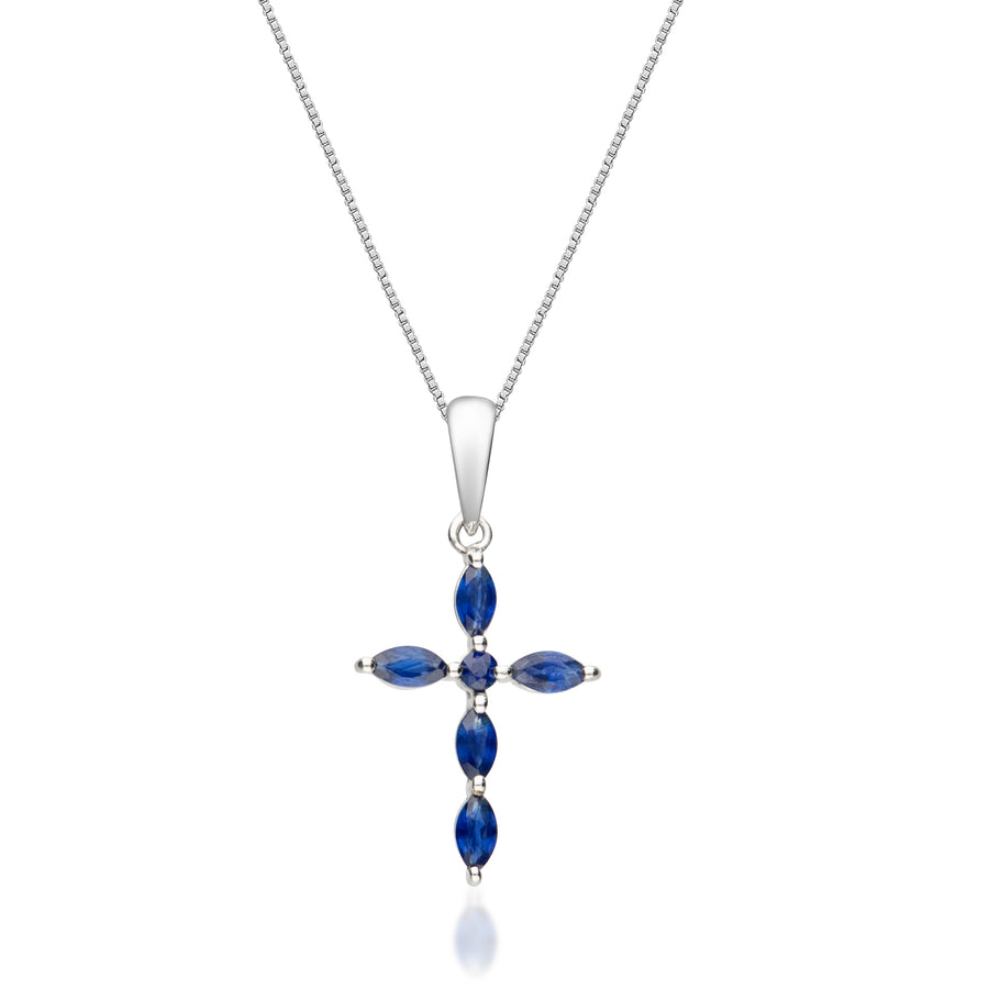 Nyla 10K White Gold Marquise-Cut Ceylon Blue Sapphire Pendant