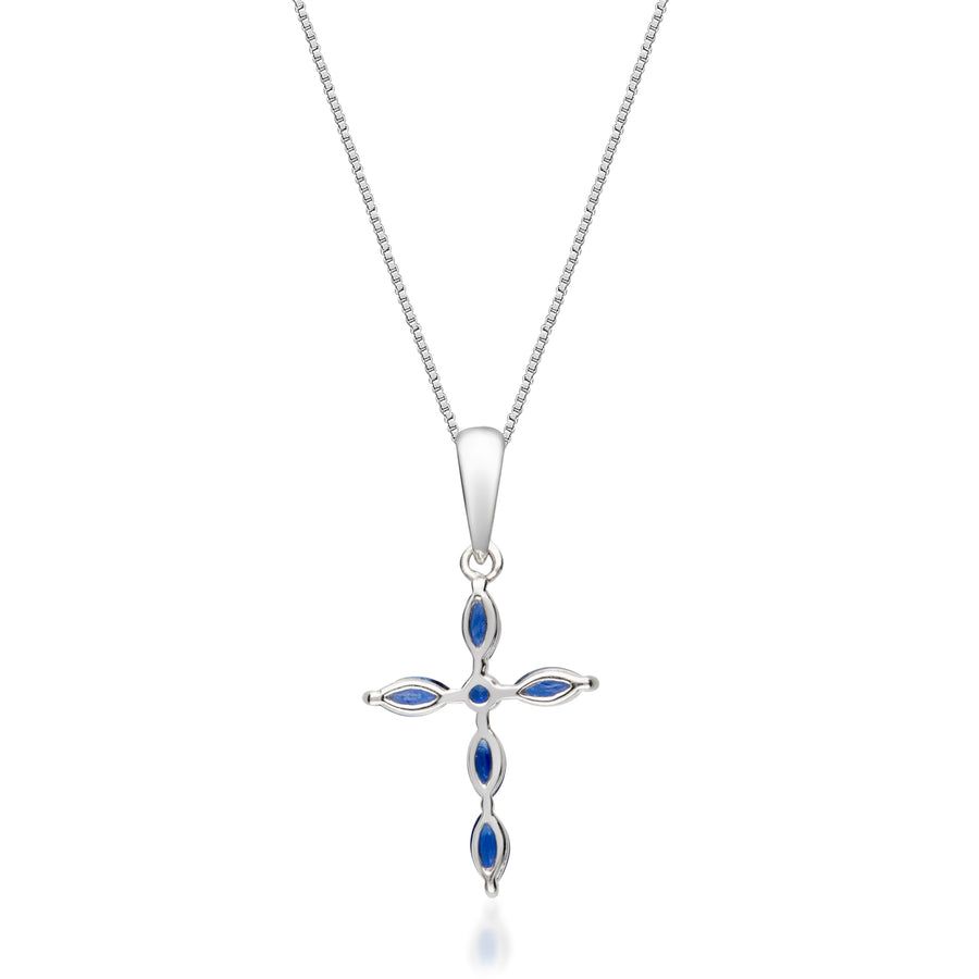 Nyla 10K White Gold Marquise-Cut Blue Sapphire Pendant