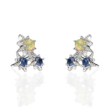 Alayna 14K White Gold Round-Cut Natural African Opal Earring