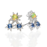 Alayna 14K White Gold Round-Cut Natural African Opal Earring